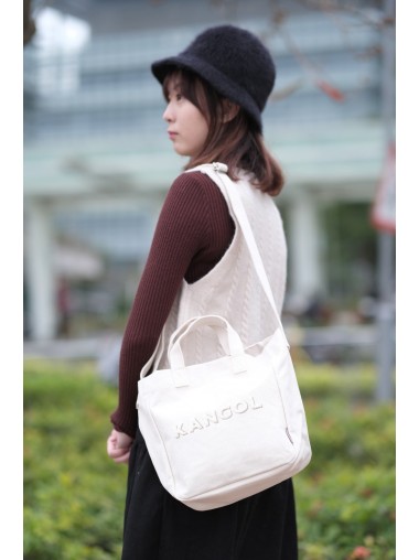 Kangol Fluffy Logo Canvas Totebag- Ivory 3792